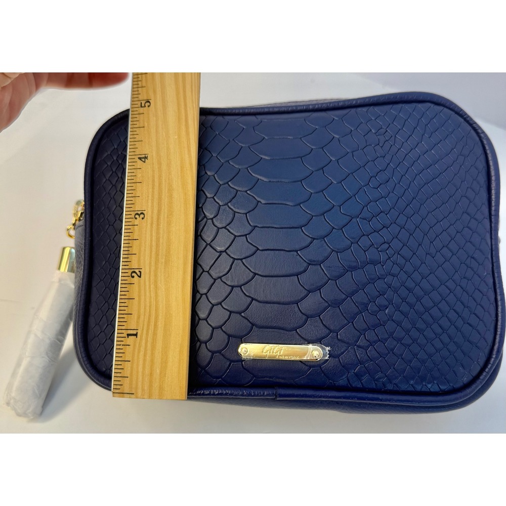 Gigi New York Kylie Leather Belt Bag Dark Blue‎ Gold Hardware Tassel - Picture 6 of 8